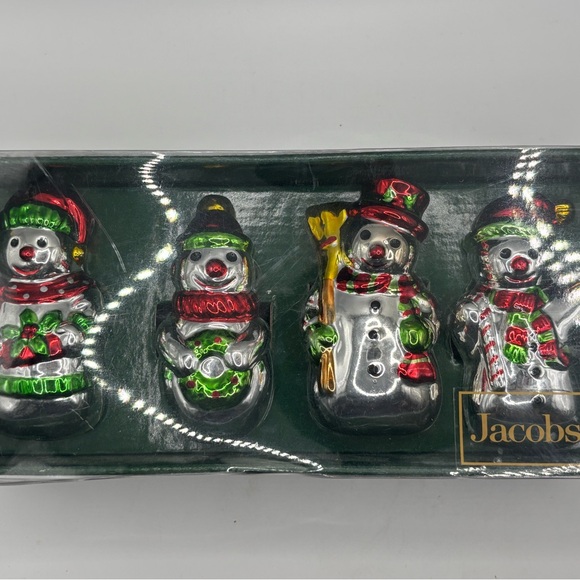 Vintage Jacobson’s Snowman Porcelain Christmas Napkin Rings Set 4 w/ Box - Picture 9 of 11